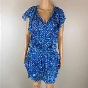 Poupette St. Barth Blue Elsa Printed Mini Dress NWT